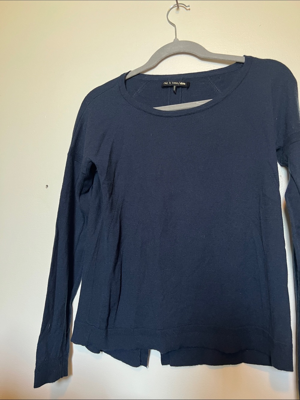 rag & bone Navy Long Sleeve Crewneck Top